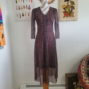 Du Jour | Dark Speckled Mesh Midi Dress